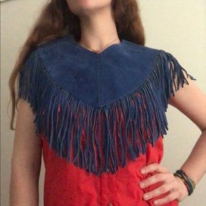 Vintage Pioneer Wear Genuine Leather Shawl